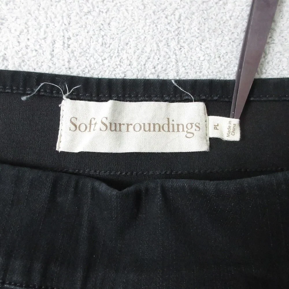 Soft Surroundings Pull On Pants Womens Petite L Black Stretch Slim Ankle 36x24.5